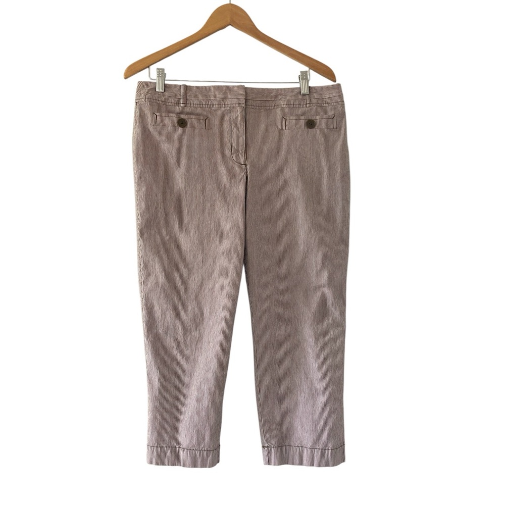 LOFT 12 Marissa Cropped Pants Red White
